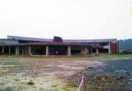 Playground and school of small Okawa was affected by the tsunami